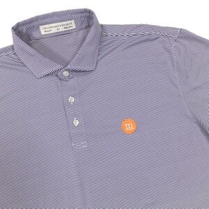 HOLDERNESS & BOURNE Mens XL Navy Blue White Striped Tailored Fit Golf Polo Shirt